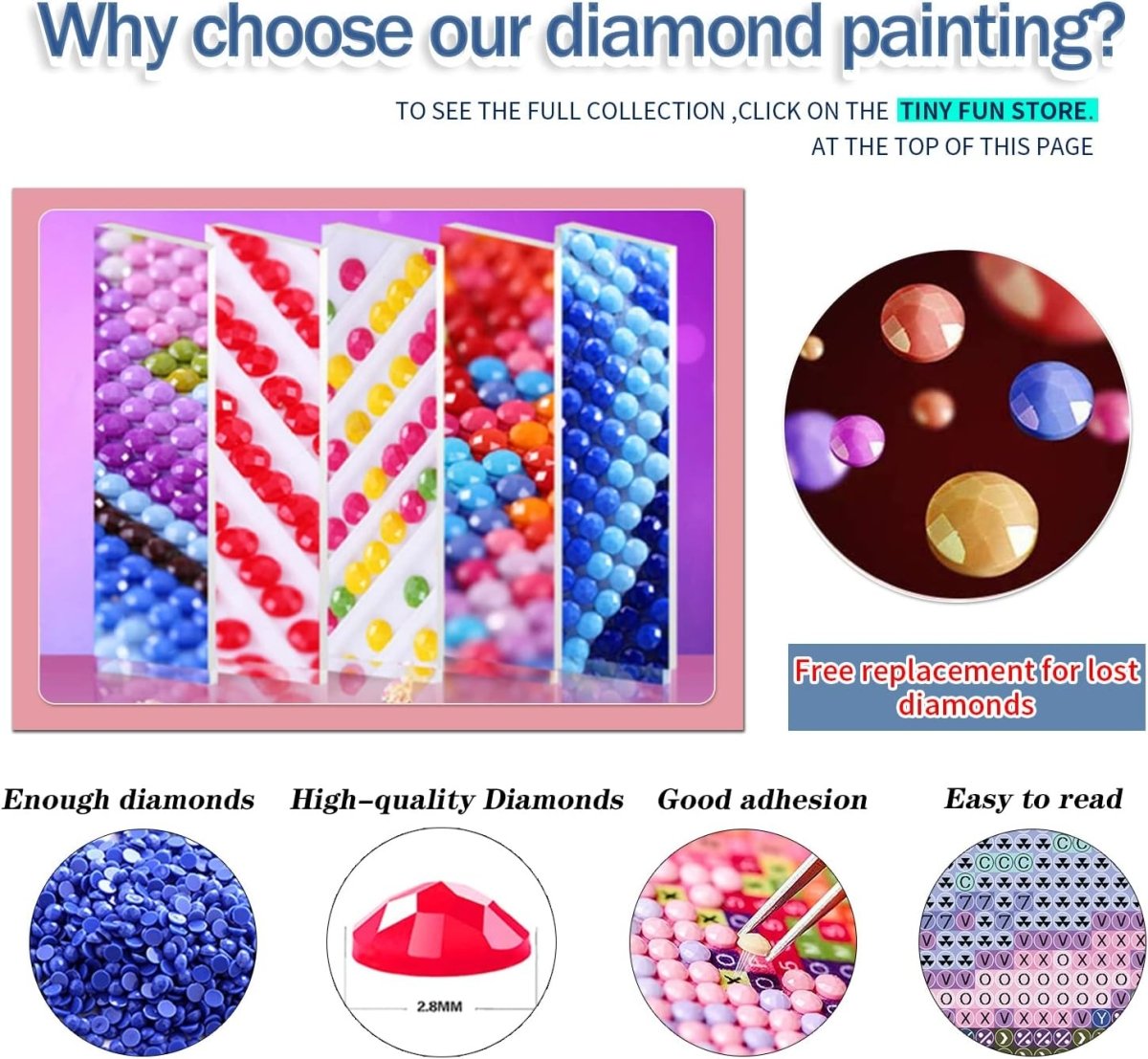 Set of 12 5D diamond painting kits for adults featuring round full drill diamonds, ideal for DIY wall decor and gifts.