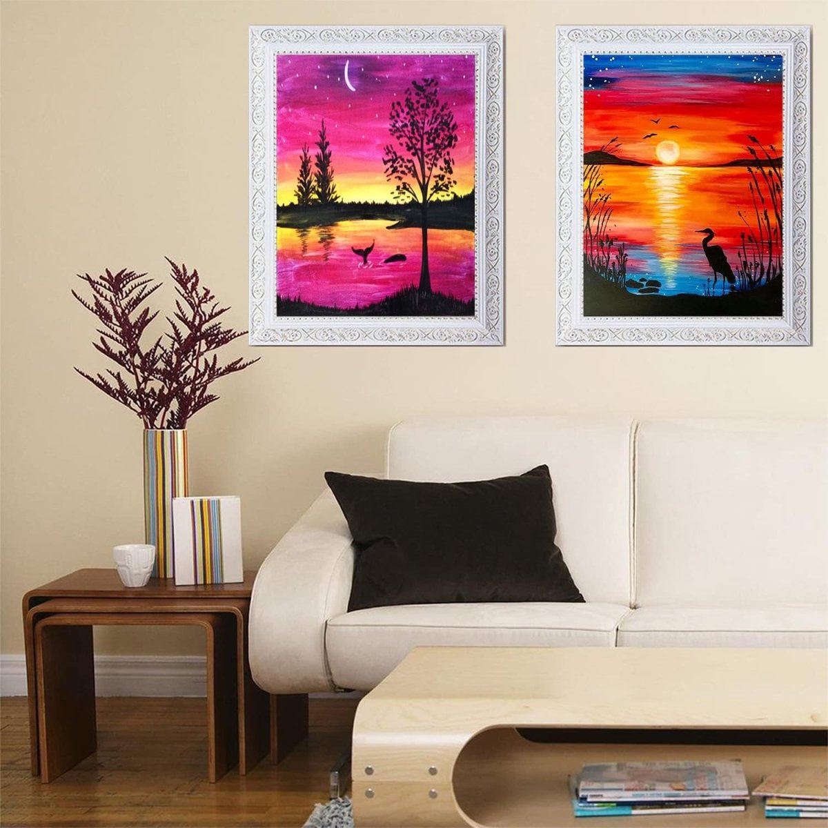 12-pack 5D diamond painting kits for adults by ebasketonline, round full drill DIY art projects for home decor and gifts.