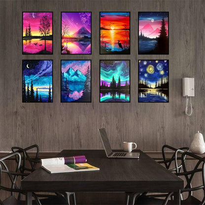Set of 12 ebasketonline 5D diamond painting kits for adults, round drills, DIY art projects for home decor and creative gifts.