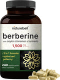 NatureBell Berberine Supplement 1,500mg with Ceylon Cinnamon & Turmeric Root, 240 Capsules - Shopthatapp.ca