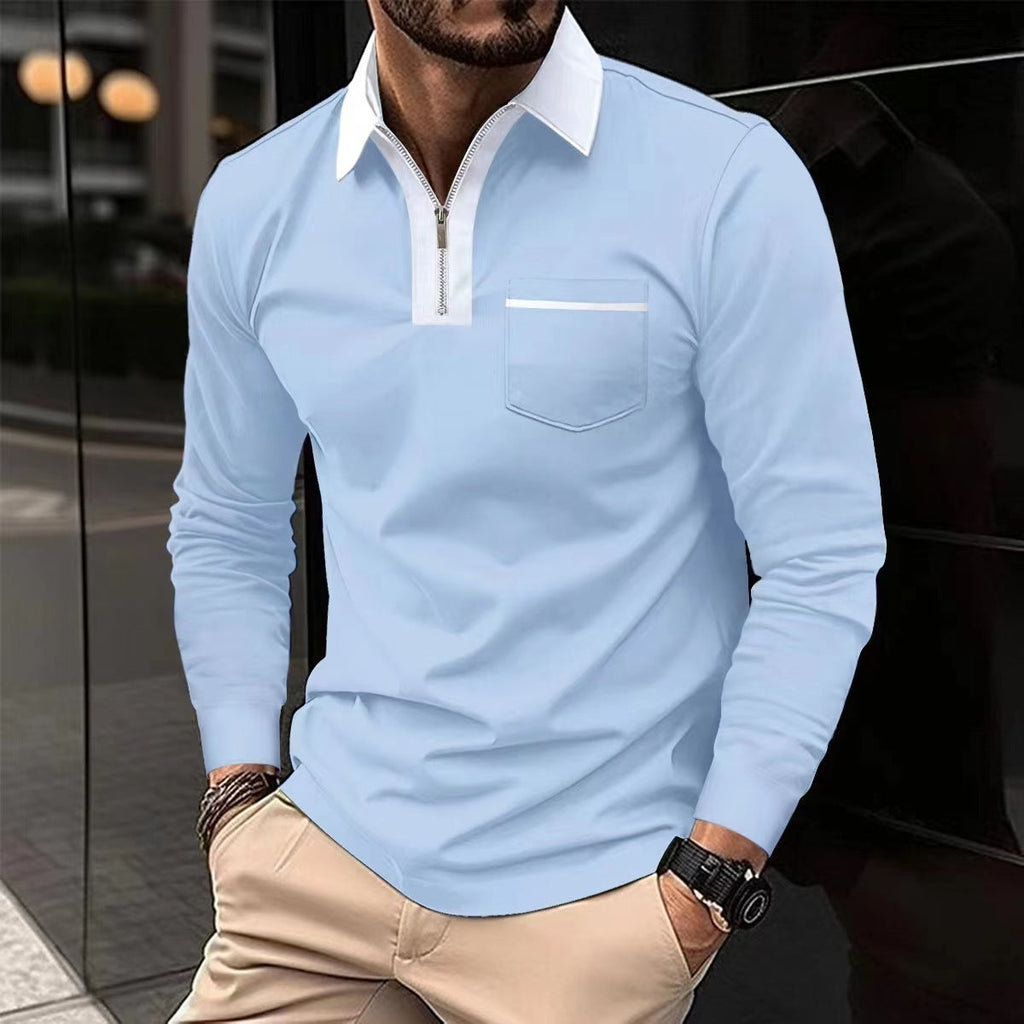 2024 Autumn Men's Zipper Polo Shirts - Trendy Long Sleeve Fashion - Shopthatapp.ca