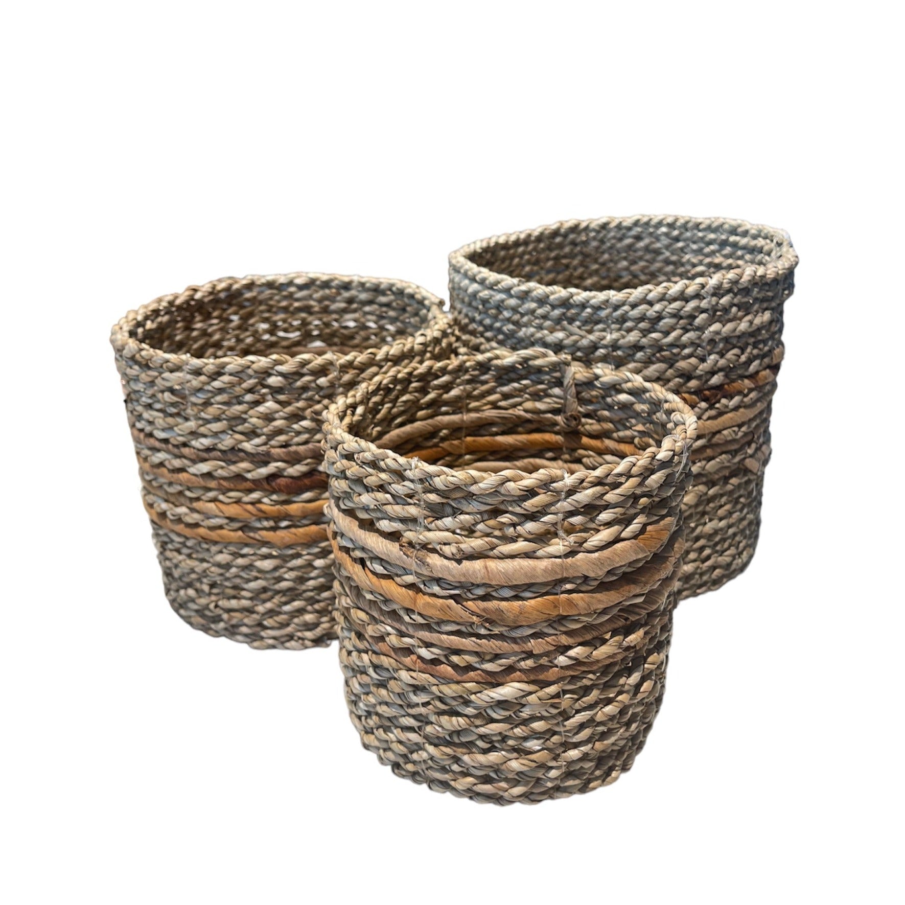 Seagrass Basket with Banana Leaf Accents - Shopthatapp.ca