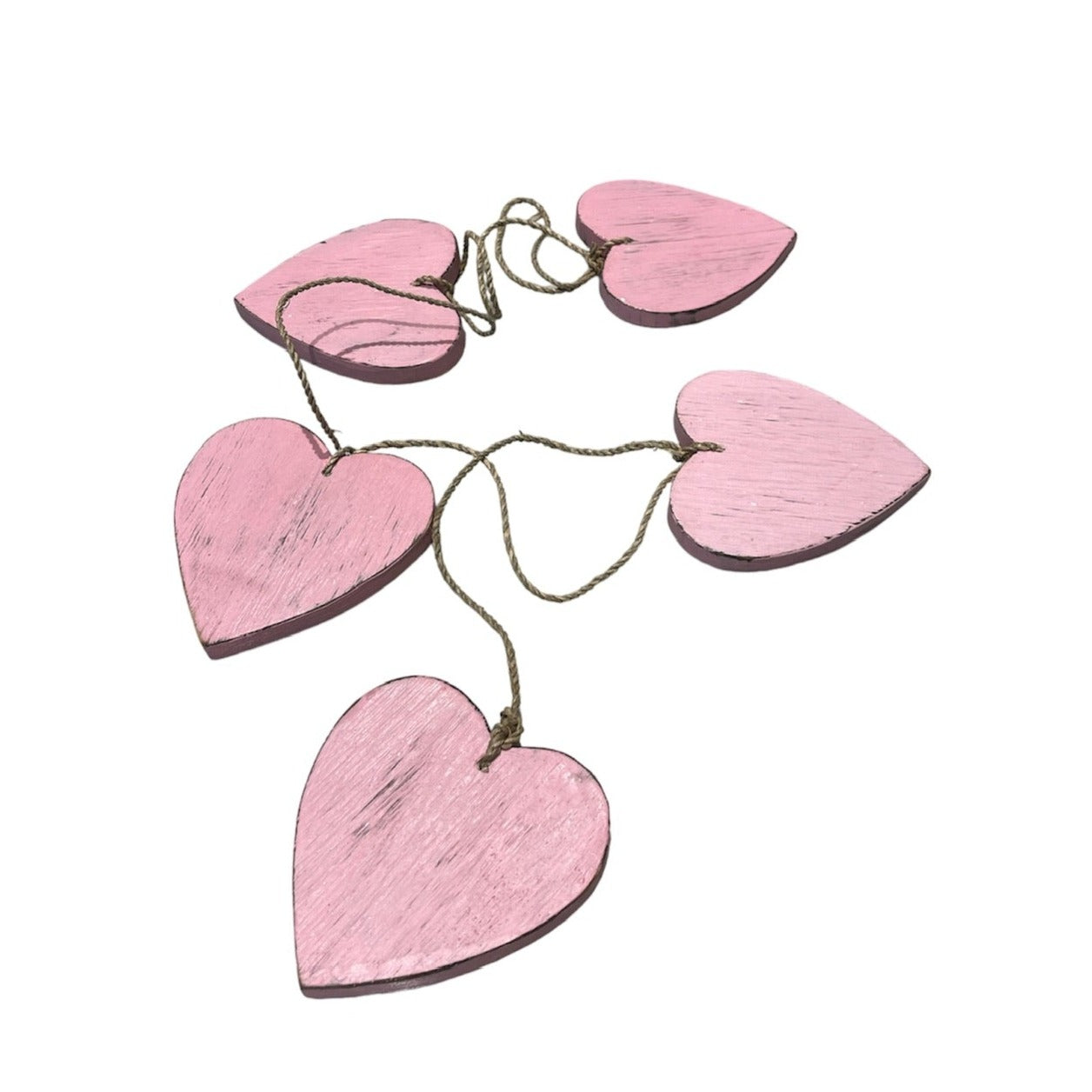 Hanging Wooden Heart String - Set of 5 Beautiful Wooden Hearts - Shopthatapp.ca