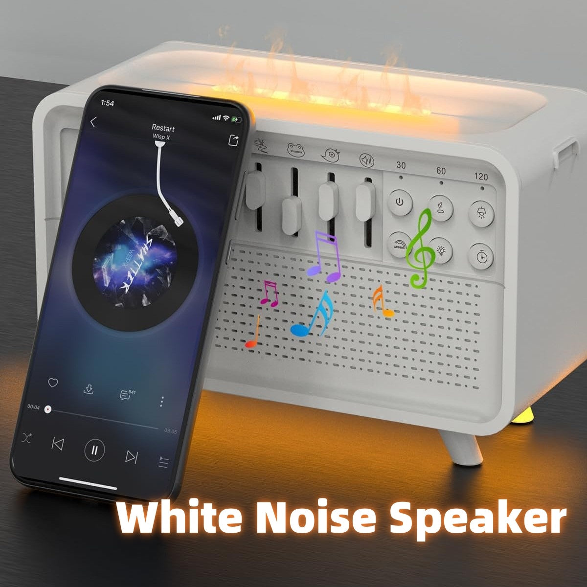3 In 1 Bluetooth Sleep Aid - White Noise, Night Light, and Humidifier - Shopthatapp.ca