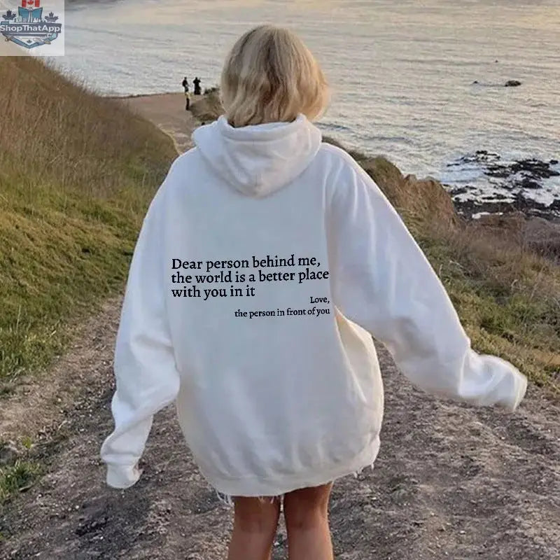 Women's Plush Letter Printed Kangaroo Pocket Hoodie | Cozy Pullover - Shopthatapp.ca