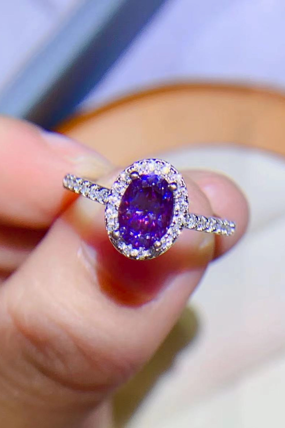 925 Sterling Silver 1 Carat Purple Moissanite Ring - Shopthatapp.ca