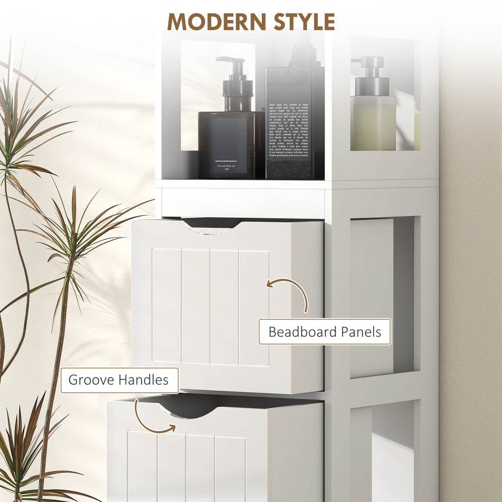 Slim Bathroom Cabinet with 3 Drawers & 2 Shelves