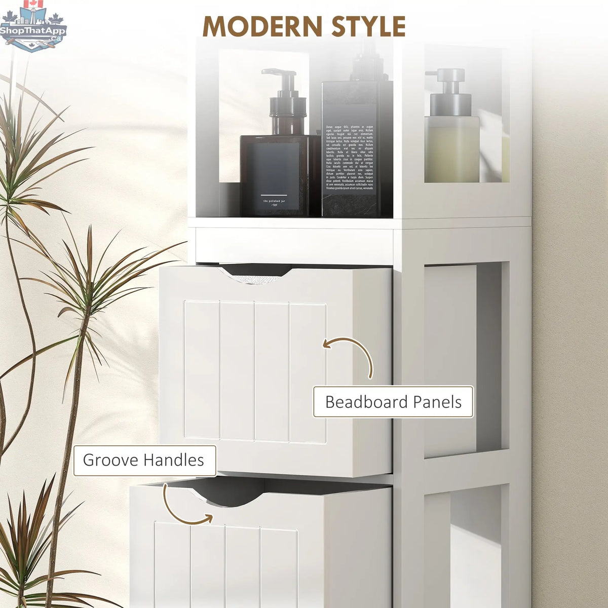 Slim Bathroom Cabinet with 3 Drawers & 2 Shelves - Shopthatapp.ca