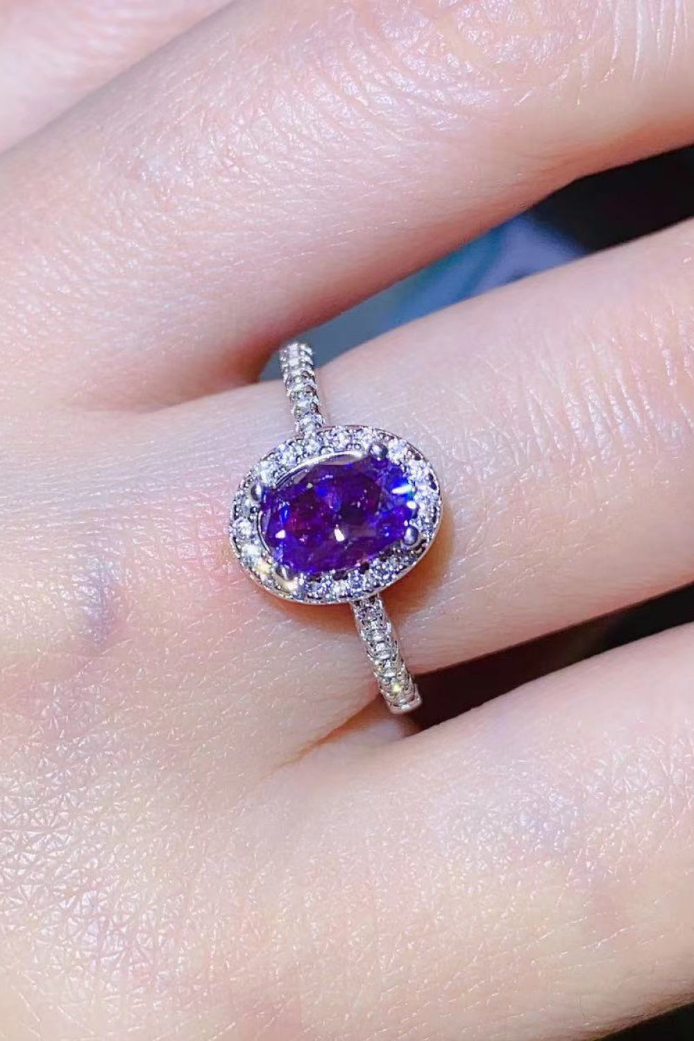 925 Sterling Silver 1 Carat Purple Moissanite Ring - Shopthatapp.ca