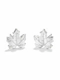 Maple Leaf Silver Plate Earrings - Elegant Stud Design - Shopthatapp.ca