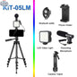 777tech MAMEN vlogging tripod kit with DSLR and smartphone, includes remote, microphone, and LED light for YouTube videos.