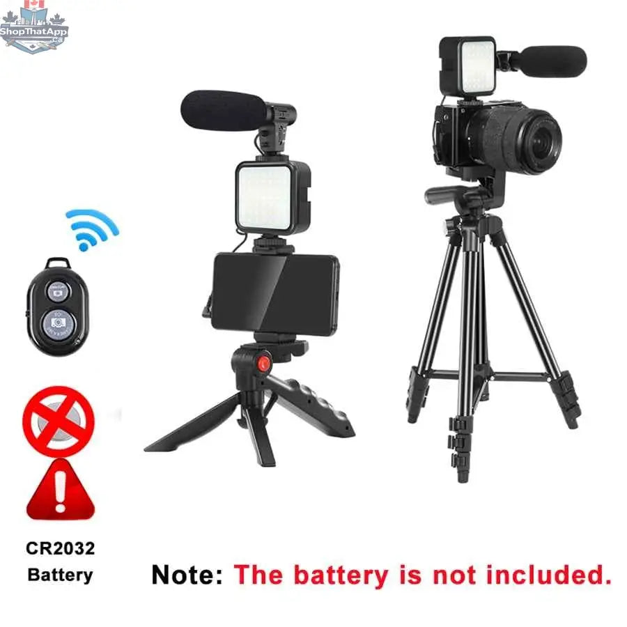 777tech MAMEN vlogging tripod kit with DSLR camera tripod, remote, microphone, and LED light for smartphone and YouTube videos