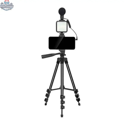777tech MAMEN vlogging tripod kit with DSLR tripod, remote, microphone, LED light for smartphone interviews and YouTube videos