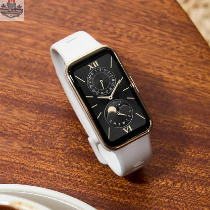 Huawei Band 9 smart band with 1.47-inch AMOLED screen, heart rate monitor, blood oxygen tracking, and 2-week battery life.