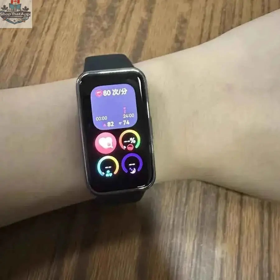 Huawei Band 9 smart band by 777tech featuring 1.47-inch AMOLED display, blood oxygen monitoring, heart rate tracking, and two-week battery