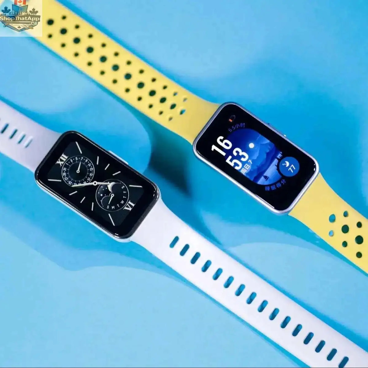 Huawei Band 9 smart band with 1.47-inch AMOLED screen, blood oxygen monitor, heart rate tracker, and 2-week battery life.