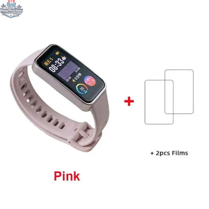 Huawei Band 9 smart band with 1.47-inch AMOLED screen, blood oxygen monitor, heart rate tracker, and 2-week battery life.