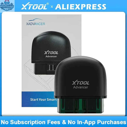 XTOOL Advancer AD20 OBD2 scanner by 777tech, compact Bluetooth 5.0 car diagnostic tool with full function display.