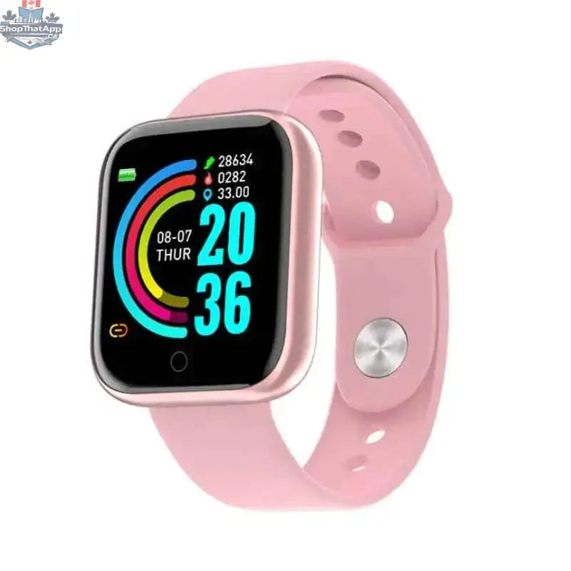 Waterproof fitness smartwatch by 777tech showing a digital display with sport and fitness tracking features.