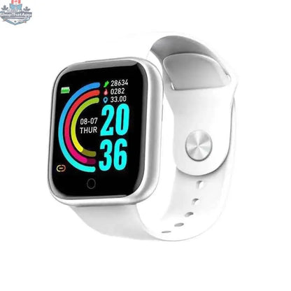 Waterproof 777tech fitness smartwatch with sport and fitness tracking features, black band, digital display showing workout metrics.
