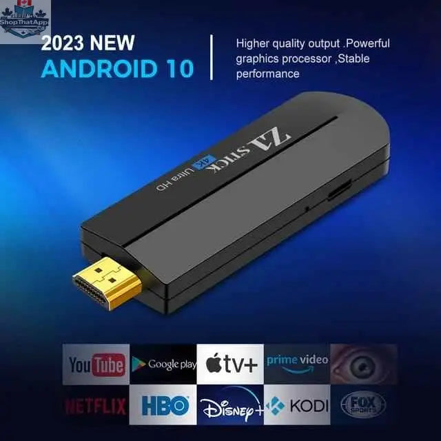 Android 11 Google TV Stick 4K by 777tech with HDMI, voice remote, USB port, Wi-Fi, for streaming live TV, sports, and movies.