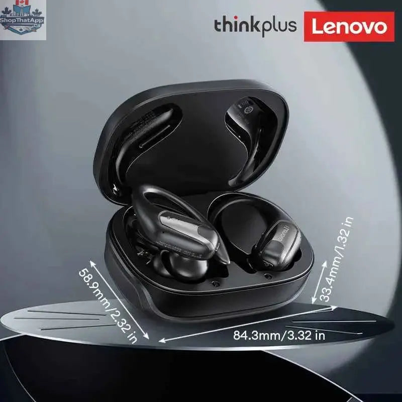 Lenovo EA305 wireless waterproof Bluetooth 5.4 earphones with in-ear design, ideal for sports and gaming, shown in black.