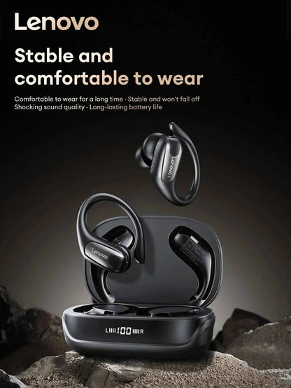 Wireless Lenovo EA305 earbuds by 777tech featuring waterproof design, Bluetooth V5.4, ideal for sports and gaming.