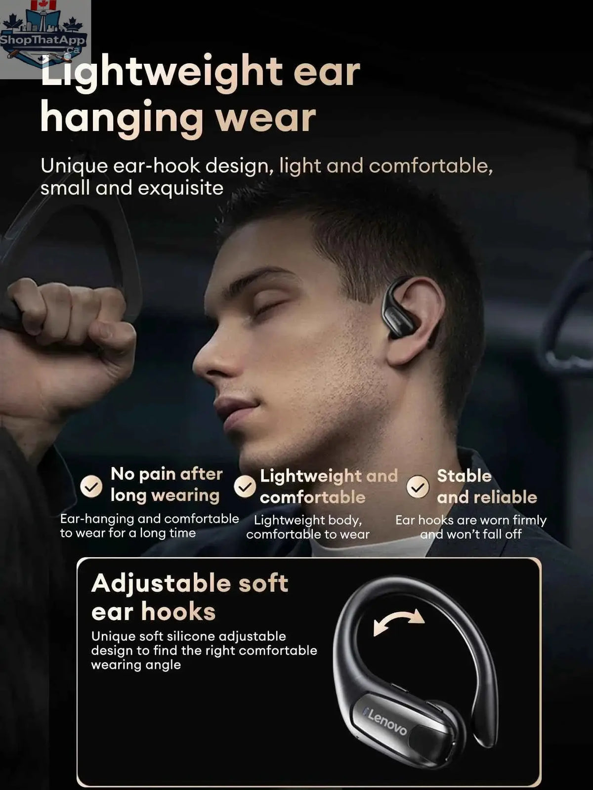 Lenovo EA305 wireless waterproof Bluetooth 5.4 earphones with ergonomic design for sports and gaming by 777tech