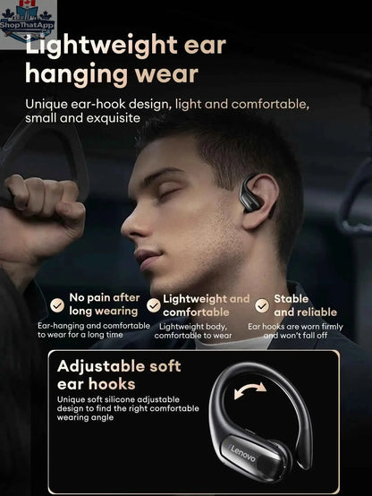 Lenovo EA305 wireless waterproof Bluetooth 5.4 earphones with ergonomic design for sports and gaming by 777tech