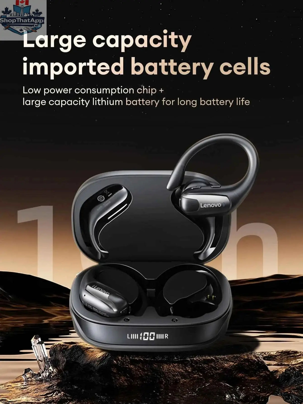 Lenovo EA305 wireless waterproof Bluetooth earphones with V5.4 for sports and gaming, featuring long-lasting battery life.