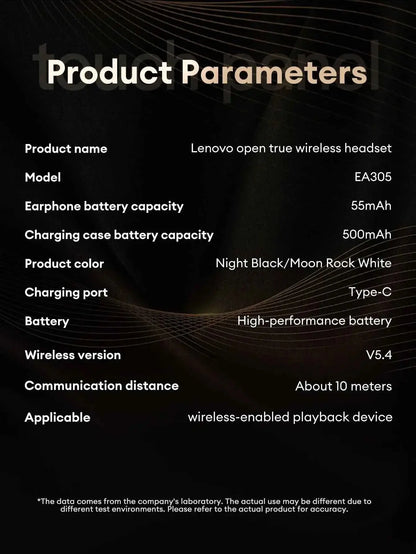 Lenovo EA305 wireless waterproof Bluetooth earphones by 777tech with in-ear design, ideal for sports and gaming, V5.4 connectivity.