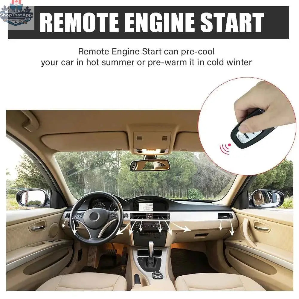777tech car keyless entry remote start kit with smartphone control, universal one-button push system, shown in the image.