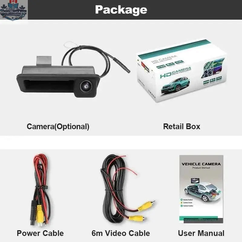 AHD backup camera by 777tech showing vehicle rear view with dynamic trajectory lines for Ford Focus, Mondeo, Ranger, Explorer, Kuga, Fiesta, Fusion.