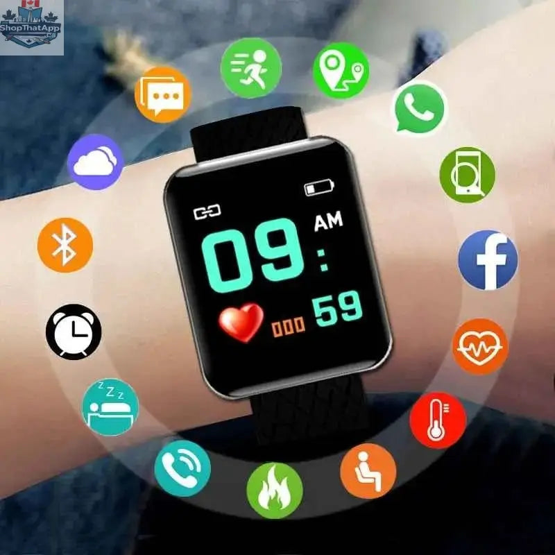 Digital smartwatch by 777tech featuring a sleek design and advanced fitness tracking on a vibrant display screen.