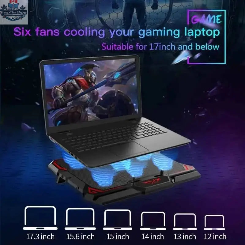 777tech 17-inch gaming laptop cooler with dual fans and adjustable stand for improved cooling and gaming performance