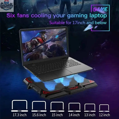 777tech 17-inch gaming laptop cooler with dual fans and adjustable stand for improved cooling and gaming performance