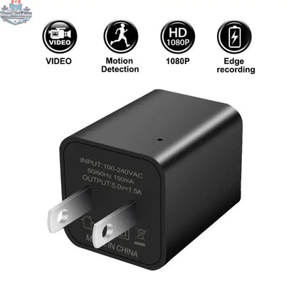 777tech 1080P nanny cam charger with hidden spy camera for home security, showing compact design and discreet camera lens