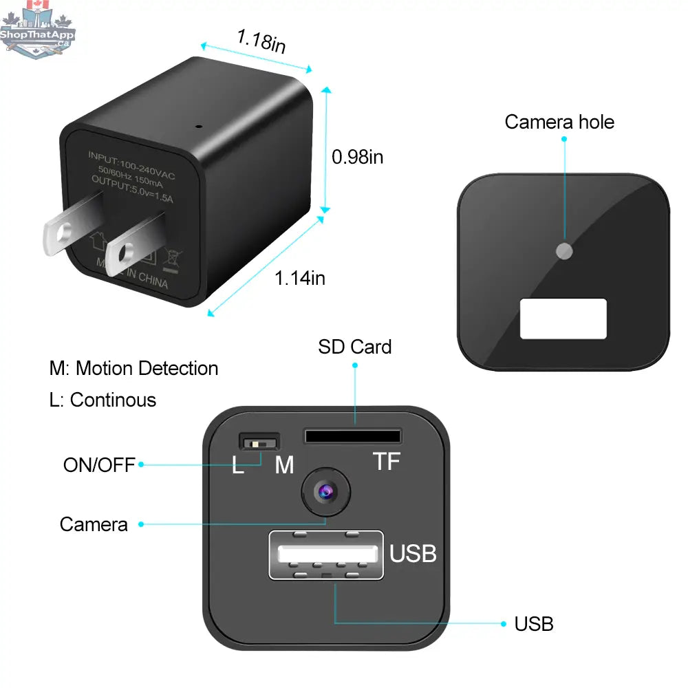 777tech 1080P nanny cam charger with hidden camera for home security, showing a discreet tech accessory for surveillance.