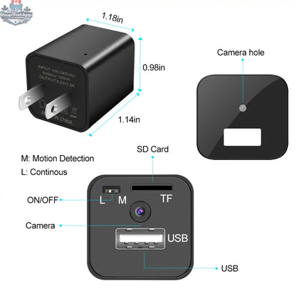 777tech 1080P nanny cam charger with hidden camera for home security, showing a discreet tech accessory for surveillance.
