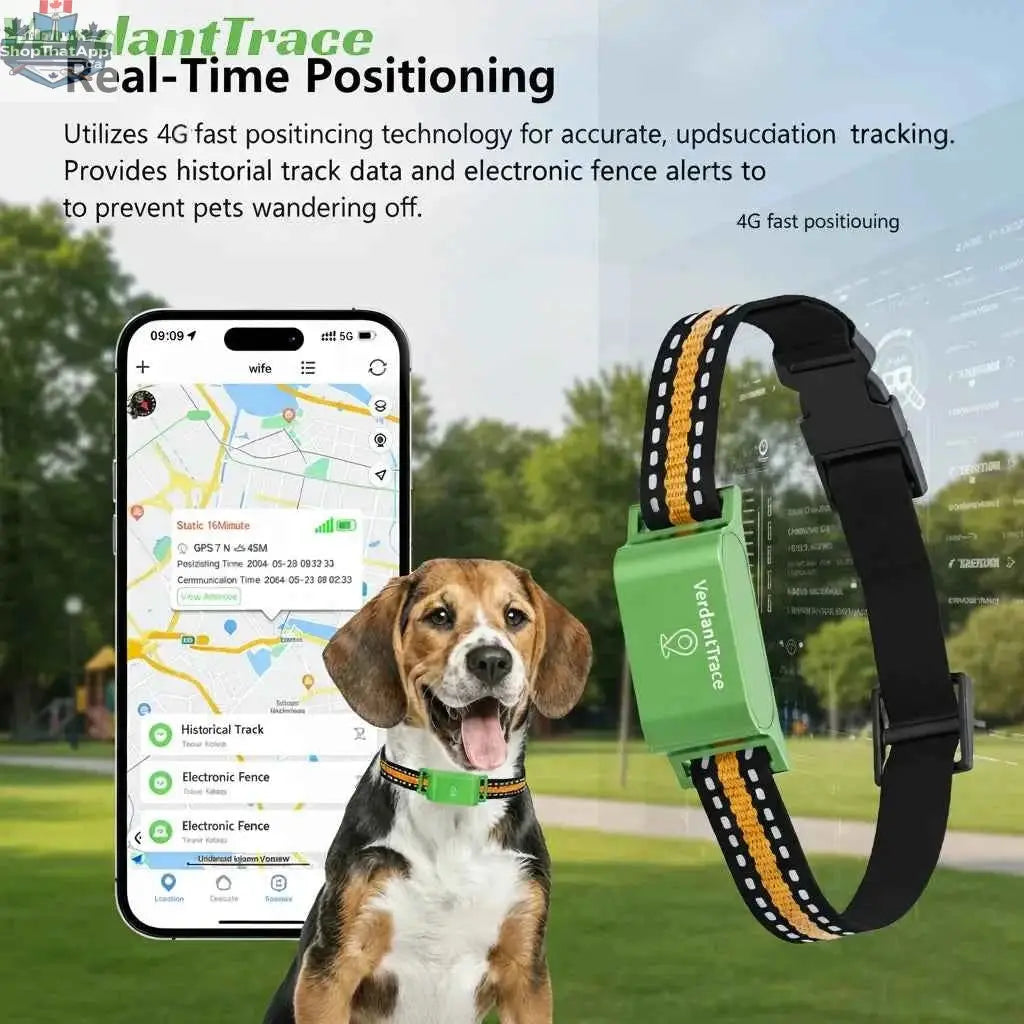 777tech VerdantTrace 4G GPS pet tracker collar with real-time tracking, waterproof design, and anti-lost electronic fence for cats.
