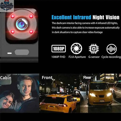 777tech 3-channel dash cam for car with front and rear 1080P video recording, black box car DVR, rear view camera, car accessory
