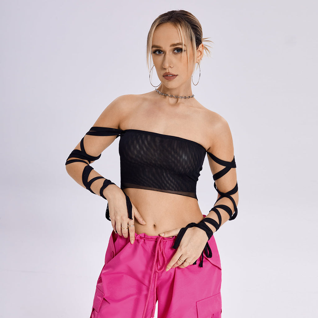 2023 New Style Womens Elastic Cross Arm Tank Top with Solid Color Straps - Shopthatapp.ca