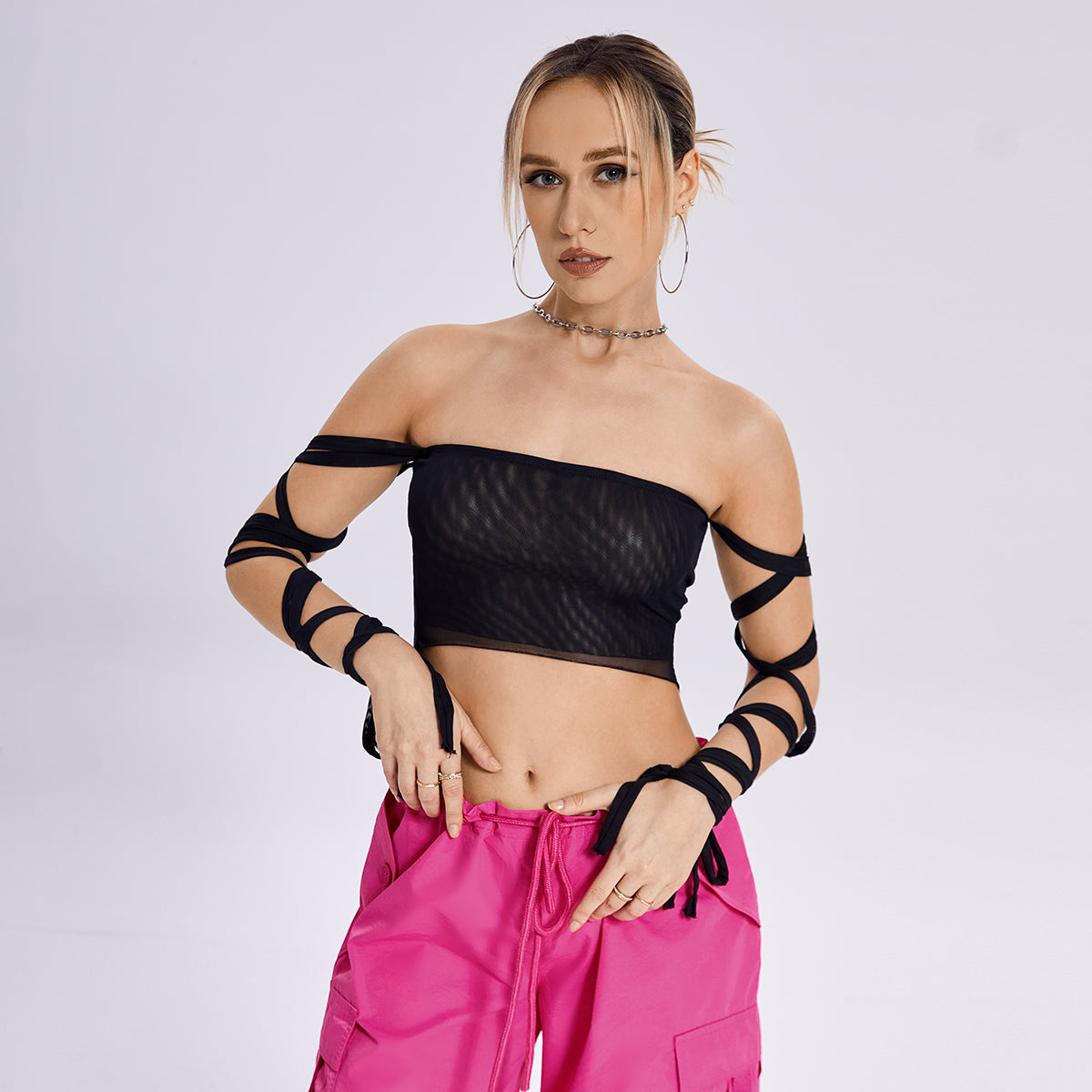 2023 New Style Womens Elastic Cross Arm Tank Top with Solid Color Straps - Shopthatapp.ca