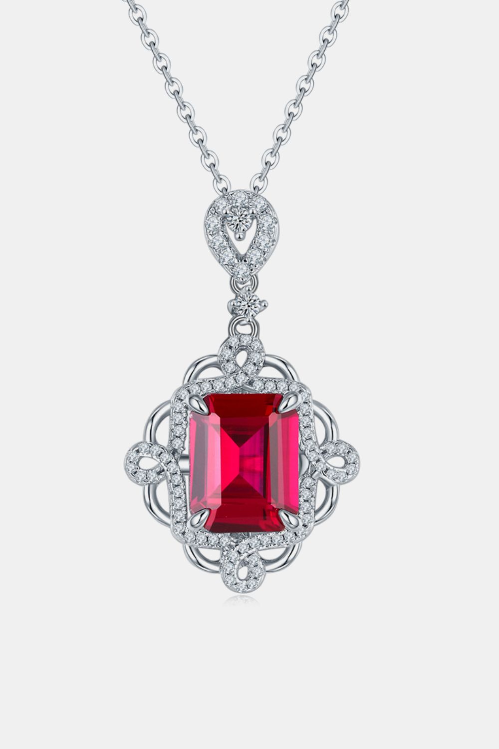 925 Sterling Silver Ruby Necklace - Elegant Pendant Design - Shopthatapp.ca