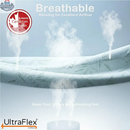 UltraFlex Atlas mattress set featuring a firm reversible foam design with cooling gel-infused foam and breathable bamboo cover.