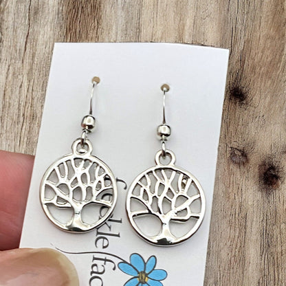 Tree Silhouette Earrings in Matte & Polished Silver Options - Shopthatapp.ca