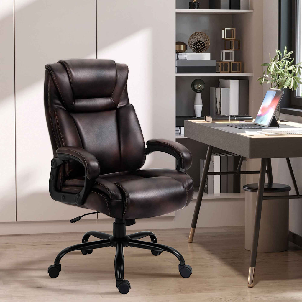 Joel Executive Office Chair with High Back, Adjustable Height and 400LBS Capacity-Brown