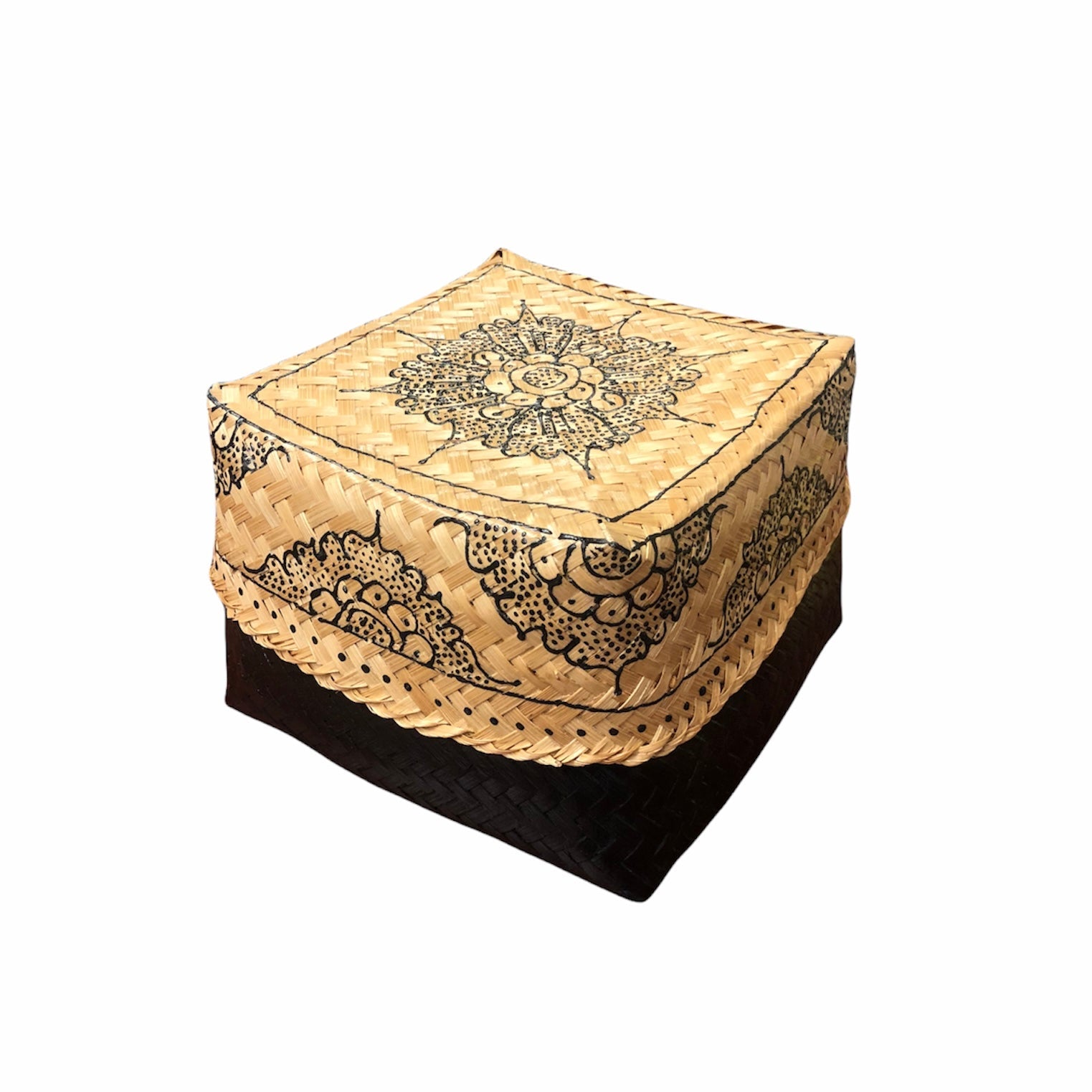 Black Henna Rattan Box - Shopthatapp.ca