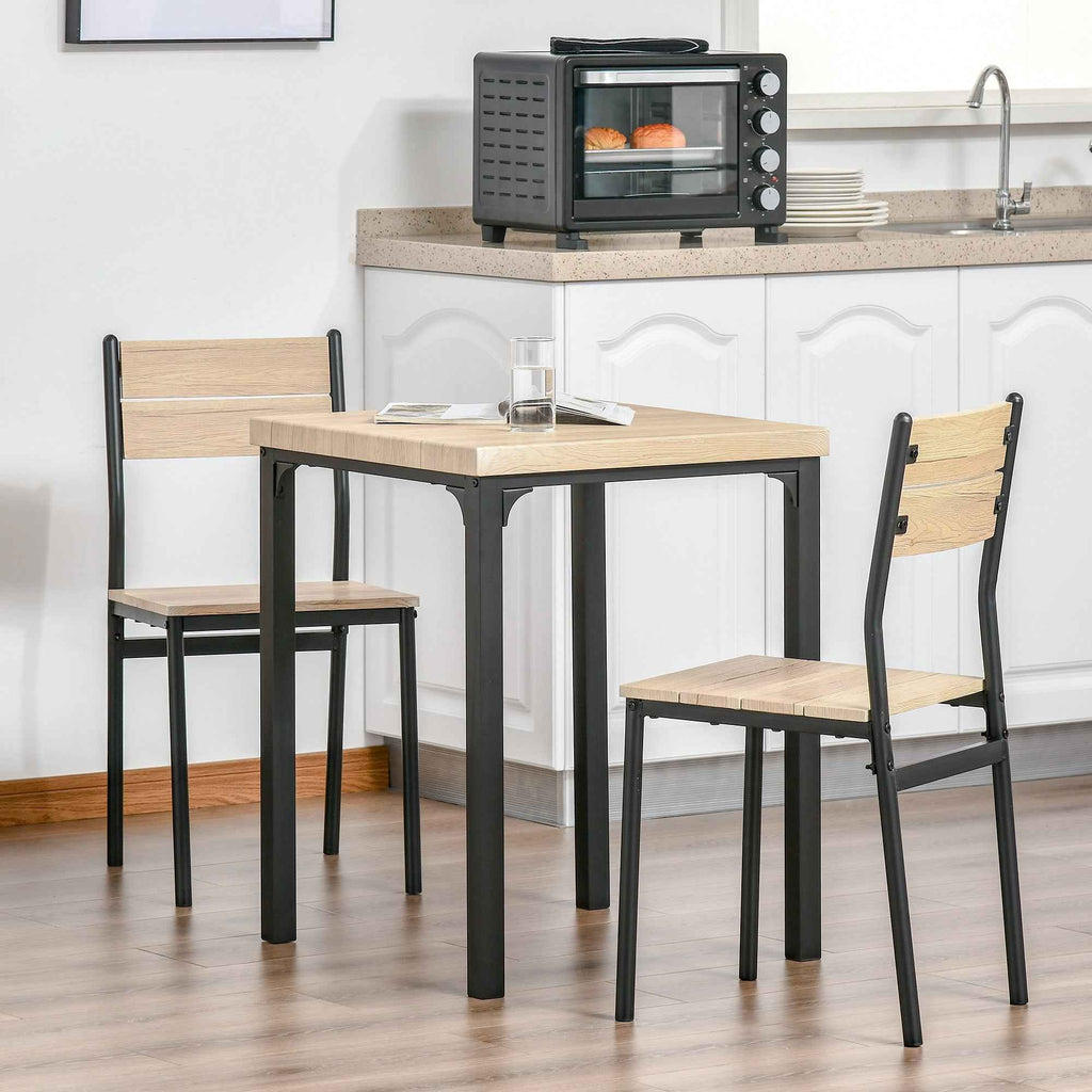 Kurt 3-Piece Dining Set for Small Spaces-Natural Wood