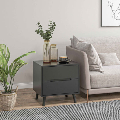 Willow Modern Nightstand/End Table with 2 Drawers-Black